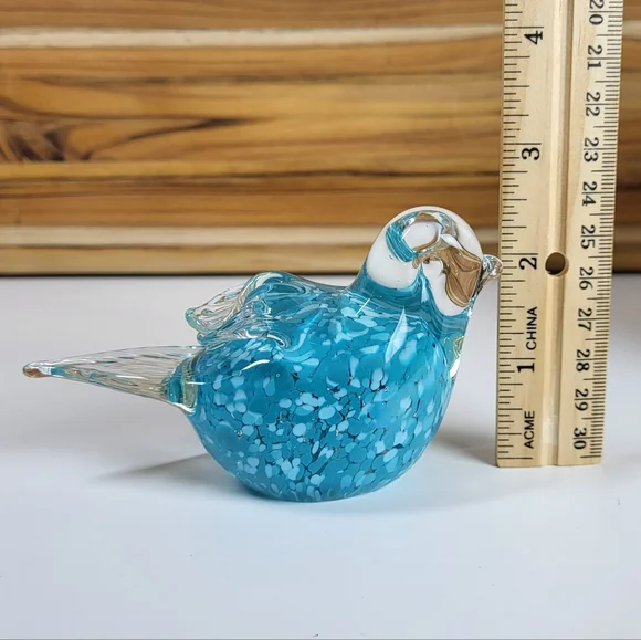 Hand-blown Glass Blue Bird Paperweight 🐦 - Picture 3 of 9